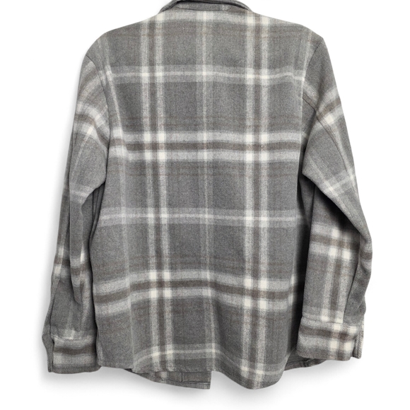 C By One Gray White Plaid Women's Button Down Flannel Jacket - Picture 7 of 9